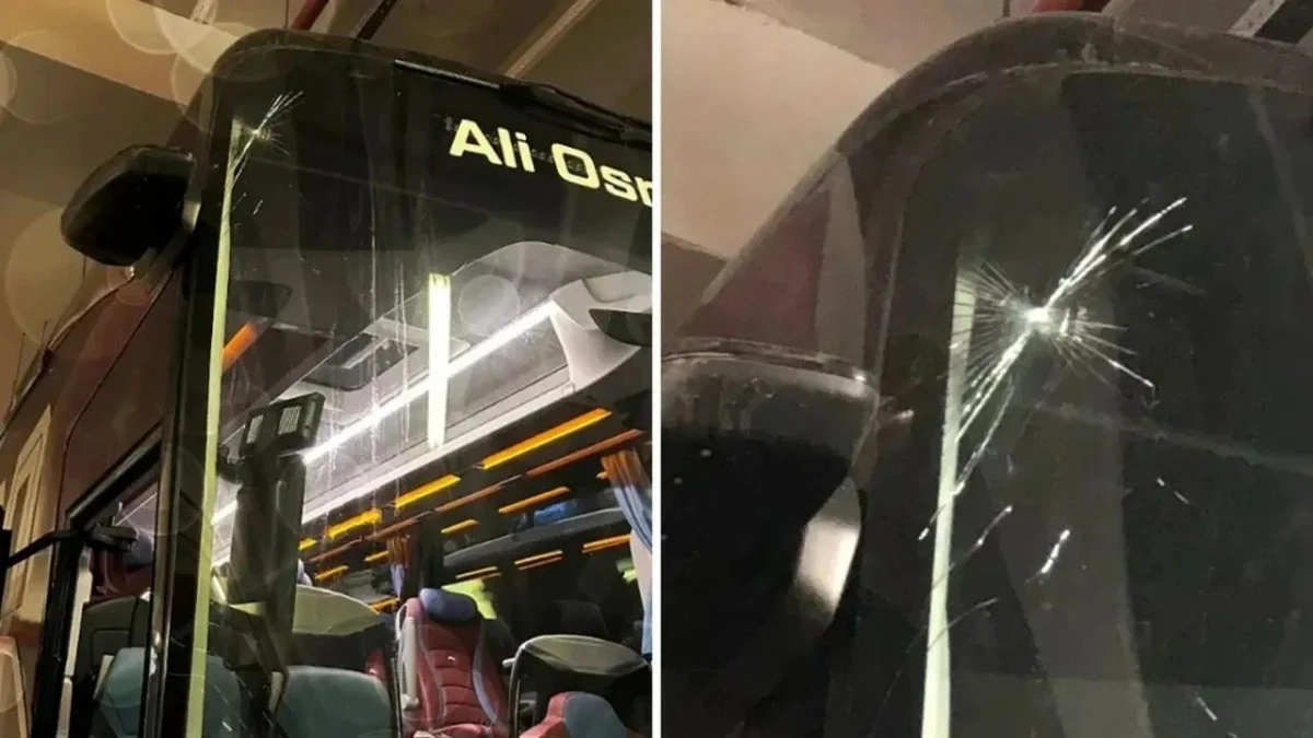 Trabzonspor takım otob&uuml;s&uuml;ne taşlı saldırı